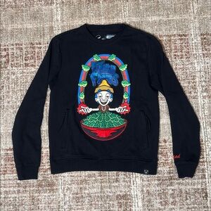 Civilized “Funky Farms” Graphic Sweatshirt Black Crewneck Size Small